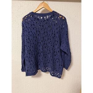 Eileen Fisher Peruvian Organic Cotton Cord Crew Neck Top Blue 2025